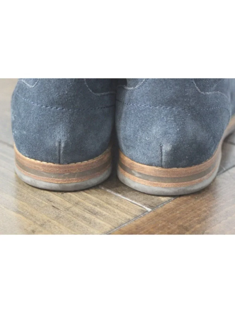 Hudson Houghton Mens 11 Blue Suede Lace-Up Chukka Boots Wooden Soles EUC